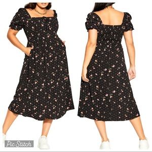 City Chic Cute Petal Floral & Polka Dot Dress